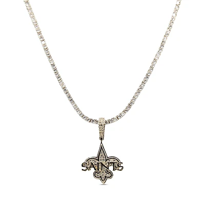 GLD New Orleans Saints 18K Yellow Gold Logo Pendant & 20" Tennis Chain