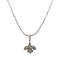 The GLD Shop New Orleans Saints 18K Yellow Gold Logo Pendant & 20" Tennis Chain