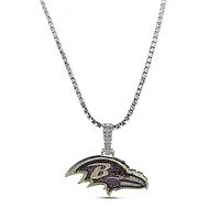 The GLD Shop Baltimore Ravens 14K White Gold Logo Pendant & 20" Tennis Chain