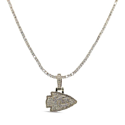 GLD Kansas City Chiefs 18K Yellow Gold Logo Pendant & 20" Tennis Chain