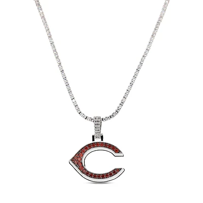 The GLD Shop Cincinnati Reds 14K White Gold Logo Pendant & 20" Tennis Chain