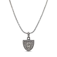 GLD Las Vegas Raiders 14K White Gold Logo Pendant & 20" Tennis Chain