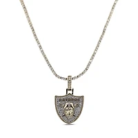 The GLD Shop Las Vegas Raiders 18K Yellow Gold Logo Pendant & 20" Tennis Chain
