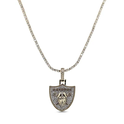 The GLD Shop Las Vegas Raiders 18K Yellow Gold Logo Pendant & 20" Tennis Chain