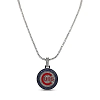 GLD Chicago Cubs 14K White Gold Logo Pendant & 20" Tennis Chain