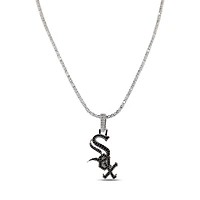 GLD Chicago White Sox 14K White Gold Logo Pendant & 20" Tennis Chain