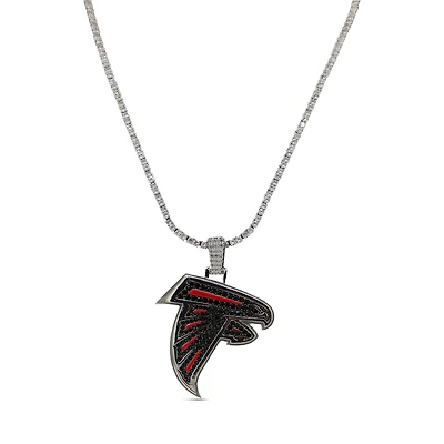 The GLD Shop Atlanta Falcons 14K White Gold Logo Pendant & 20" Tennis Chain