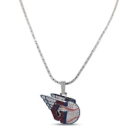 The GLD Shop Cleveland Guardians 14K White Gold Logo Pendant & 20" Tennis Chain
