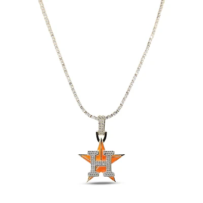 GLD Houston Astros 18K Yellow Gold Logo Pendant & 20" Tennis Chain