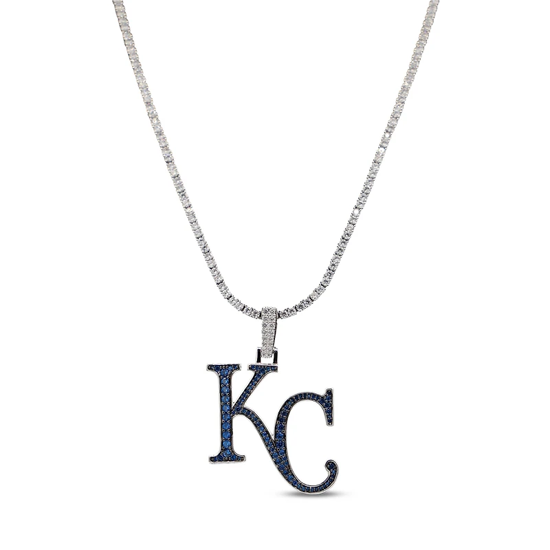 The GLD Shop Kansas City Royals 14K White Gold Logo Pendant & 20" Tennis Chain