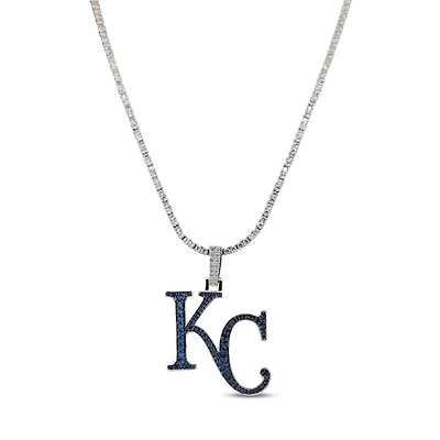 The GLD Shop Kansas City Royals 14K White Gold Logo Pendant & 20" Tennis Chain