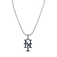 The GLD Shop New York Mets 14K White Gold Logo Pendant & 20" Tennis Chain