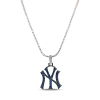 The GLD Shop New York Yankees 14K White Gold Logo Pendant & 20" Tennis Chain
