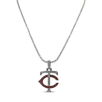 The GLD Shop Minnesota Twins 14K White Gold Logo Pendant & 20" Tennis Chain