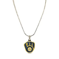 The GLD Shop Milwaukee Brewers 18K Yellow Gold Logo Pendant & 20" Tennis Chain