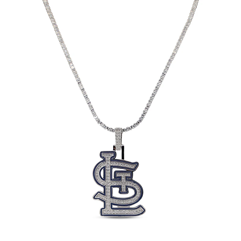 The GLD Shop St. Louis Cardinals 14K White Gold Logo Pendant & 20" Tennis Chain
