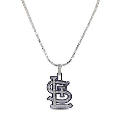 The GLD Shop St. Louis Cardinals 14K White Gold Logo Pendant & 20" Tennis Chain