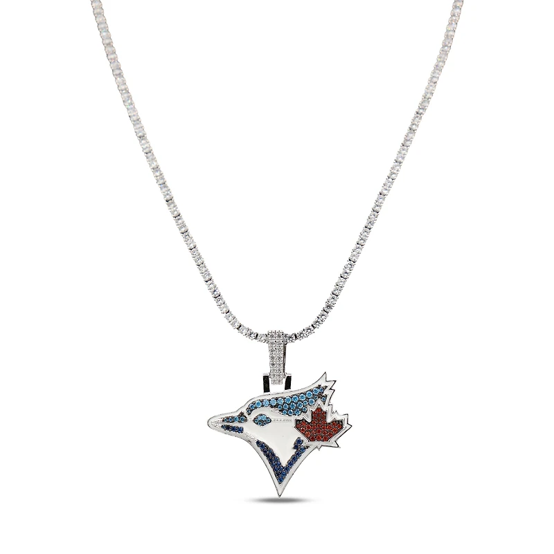 The GLD Shop Toronto Blue Jays 14K White Gold Logo Pendant & 20" Tennis Chain