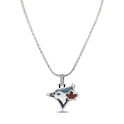 The GLD Shop Toronto Blue Jays 14K White Gold Logo Pendant & 20" Tennis Chain