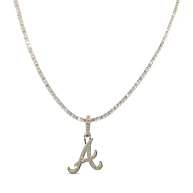 The GLD Shop Atlanta Braves 18K Yellow Gold Logo Pendant & 20" Tennis Chain