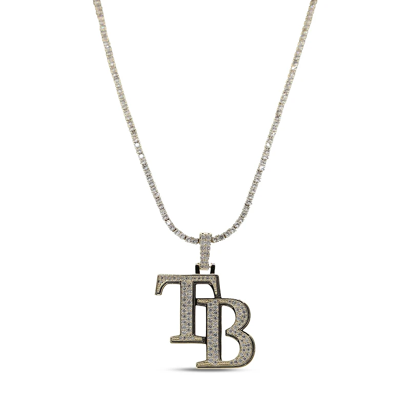 The GLD Shop Tampa Bay Rays 18K Yellow Gold Logo Pendant & 20" Tennis Chain