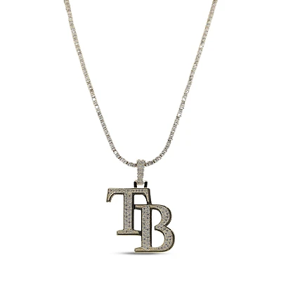 The GLD Shop Tampa Bay Rays 18K Yellow Gold Logo Pendant & 20" Tennis Chain