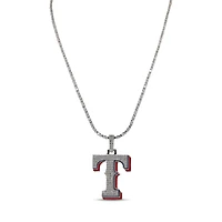 The GLD Shop Texas Rangers 14K White Gold Logo Pendant & 20" Tennis Chain