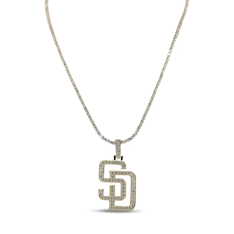 The GLD Shop San Diego Padres 18K Yellow Gold Logo Pendant & 20" Tennis Chain