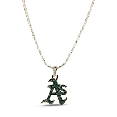 The GLD Shop Athletics 18K Yellow Gold Logo Pendant & 20" Tennis Chain