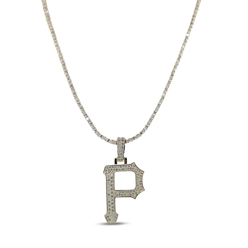 The GLD Shop Pittsburgh Pirates 18K Yellow Gold Logo Pendant & 20" Tennis Chain
