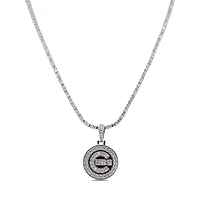 The GLD Shop Chicago Cubs 14K White Gold Logo Pendant & 20" Tennis Chain