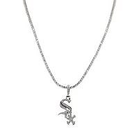 The GLD Shop Chicago White Sox 14K White Gold Logo Pendant & 20" Tennis Chain