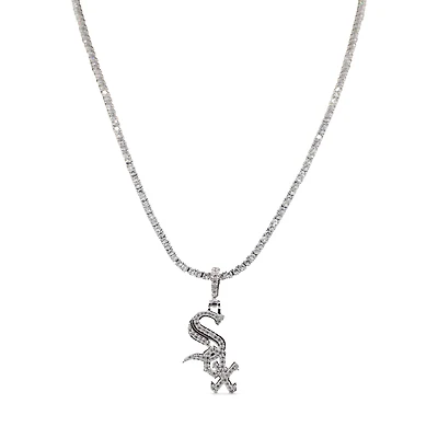 The GLD Shop Chicago White Sox 14K White Gold Logo Pendant & 20" Tennis Chain