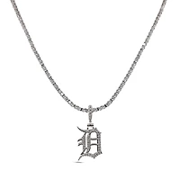 The GLD Shop Detroit Tigers 14K White Gold Logo Pendant & 20" Tennis Chain