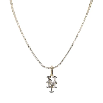 The GLD Shop New York Mets 18K Yellow Gold Logo Pendant & 20" Tennis Chain
