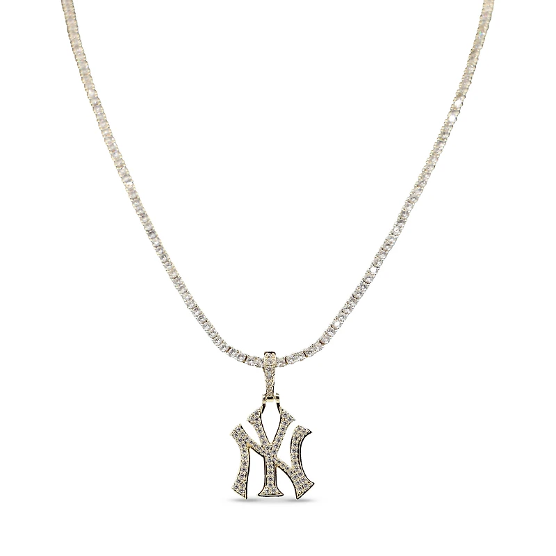 GLD New York Yankees 18K Yellow Gold Logo Pendant & 20" Tennis Chain