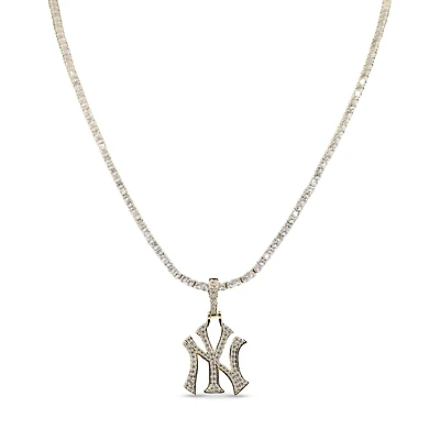 GLD New York Yankees 18K Yellow Gold Logo Pendant & 20" Tennis Chain