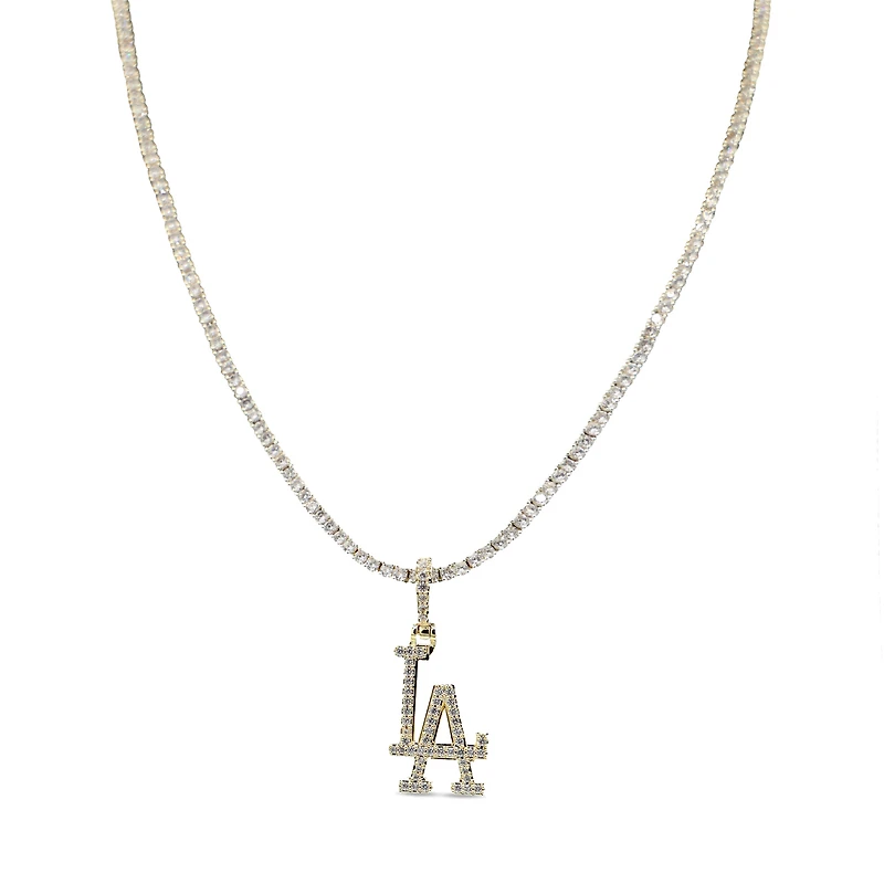 The GLD Shop Los Angeles Dodgers 18K Yellow Gold Logo Pendant & 20" Tennis Chain