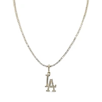 The GLD Shop Los Angeles Dodgers 18K Yellow Gold Logo Pendant & 20" Tennis Chain