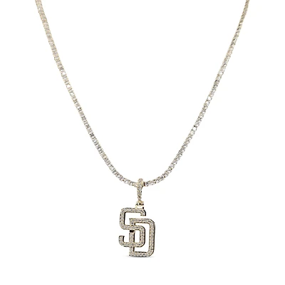 GLD San Diego Padres 18K Yellow Gold Logo Pendant & 20" Tennis Chain