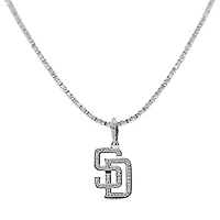 The GLD Shop San Diego Padres 14K White Gold Logo Pendant & 20" Tennis Chain