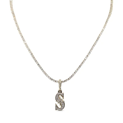 The GLD Shop Seattle Mariners 18K Yellow Gold Logo Pendant & 20" Tennis Chain