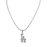 GLD Los Angeles Dodgers 14K White Gold Logo Pendant & 20" Tennis Chain