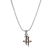 The GLD Shop Houston Rockets 14K White Gold Logo Pendant & 20" Tennis Chain