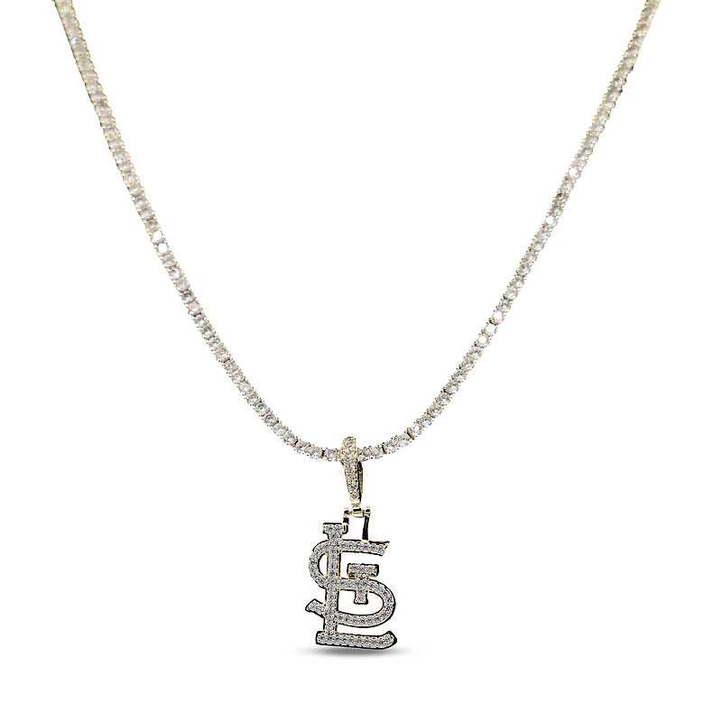 The GLD Shop St. Louis Cardinals 18K Yellow Gold Logo Pendant & 20" Tennis Chain