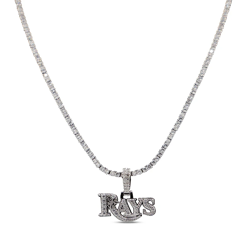 The GLD Shop Tampa Bay Rays 14K White Gold Logo Pendant & 20" Tennis Chain