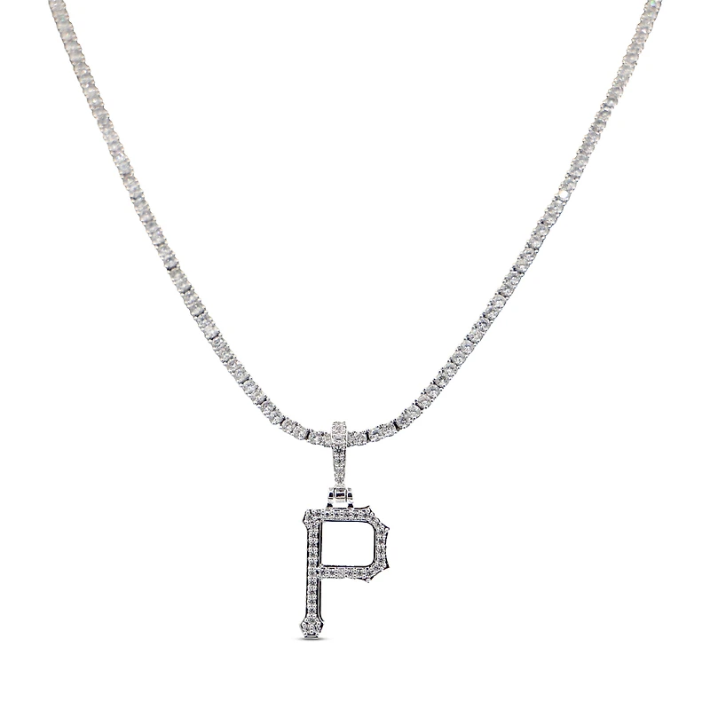 The GLD Shop Pittsburgh Pirates 14K White Gold Logo Pendant & 20" Tennis Chain