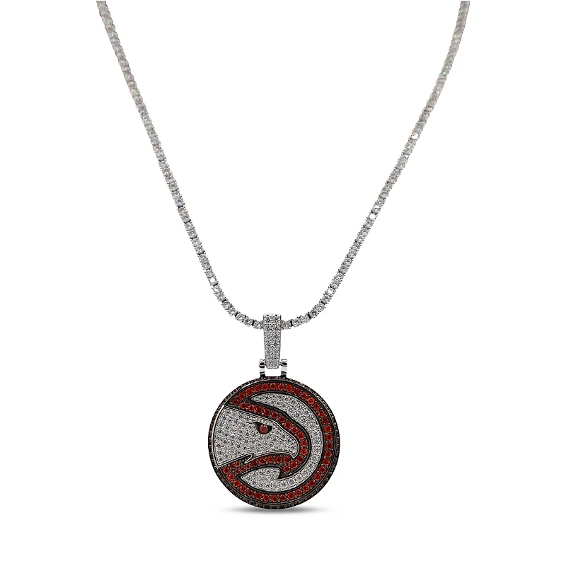 The GLD Shop Atlanta Hawks 14K White Gold Logo Pendant & 20" Tennis Chain