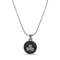 The GLD Shop Boston Celtics 14K White Gold Logo Pendant & 20" Tennis Chain