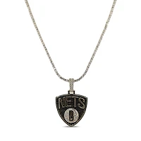 GLD Brooklyn Nets 18K Yellow Gold Logo Pendant & 20" Tennis Chain